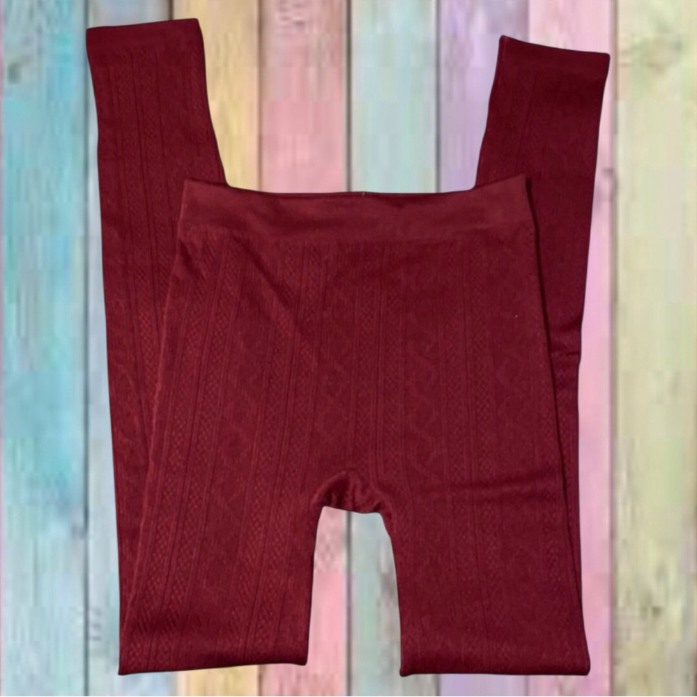 Pink Republic Wine Cozy Footless Fleece Legging Tights NWT